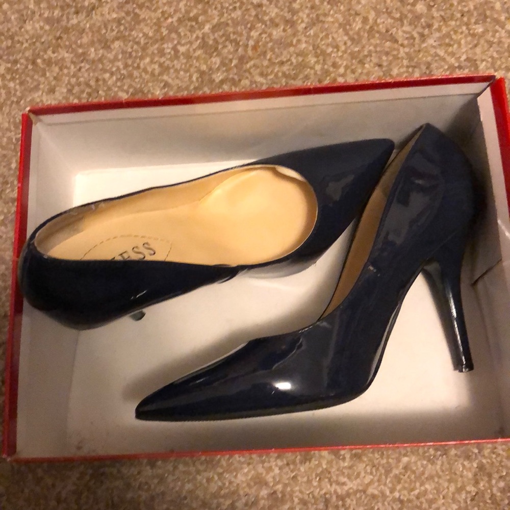 Nave Blue Patent Leather Guess Heels